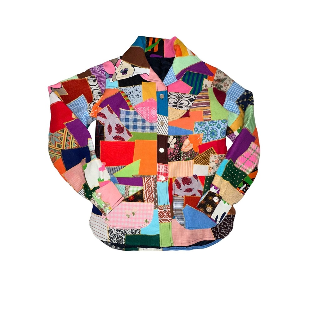 Crazy Quilt 70's Patchwork Pieced Jacket - image 1